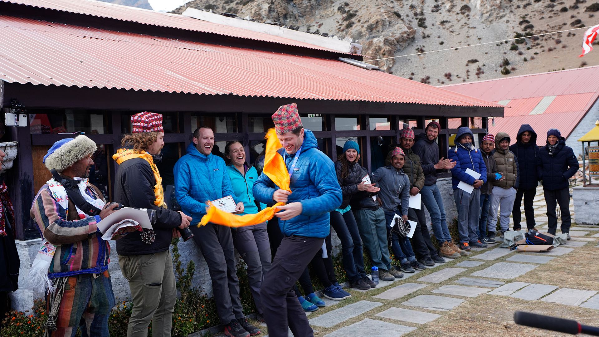 Riders and locals gathered for the awards ceremony